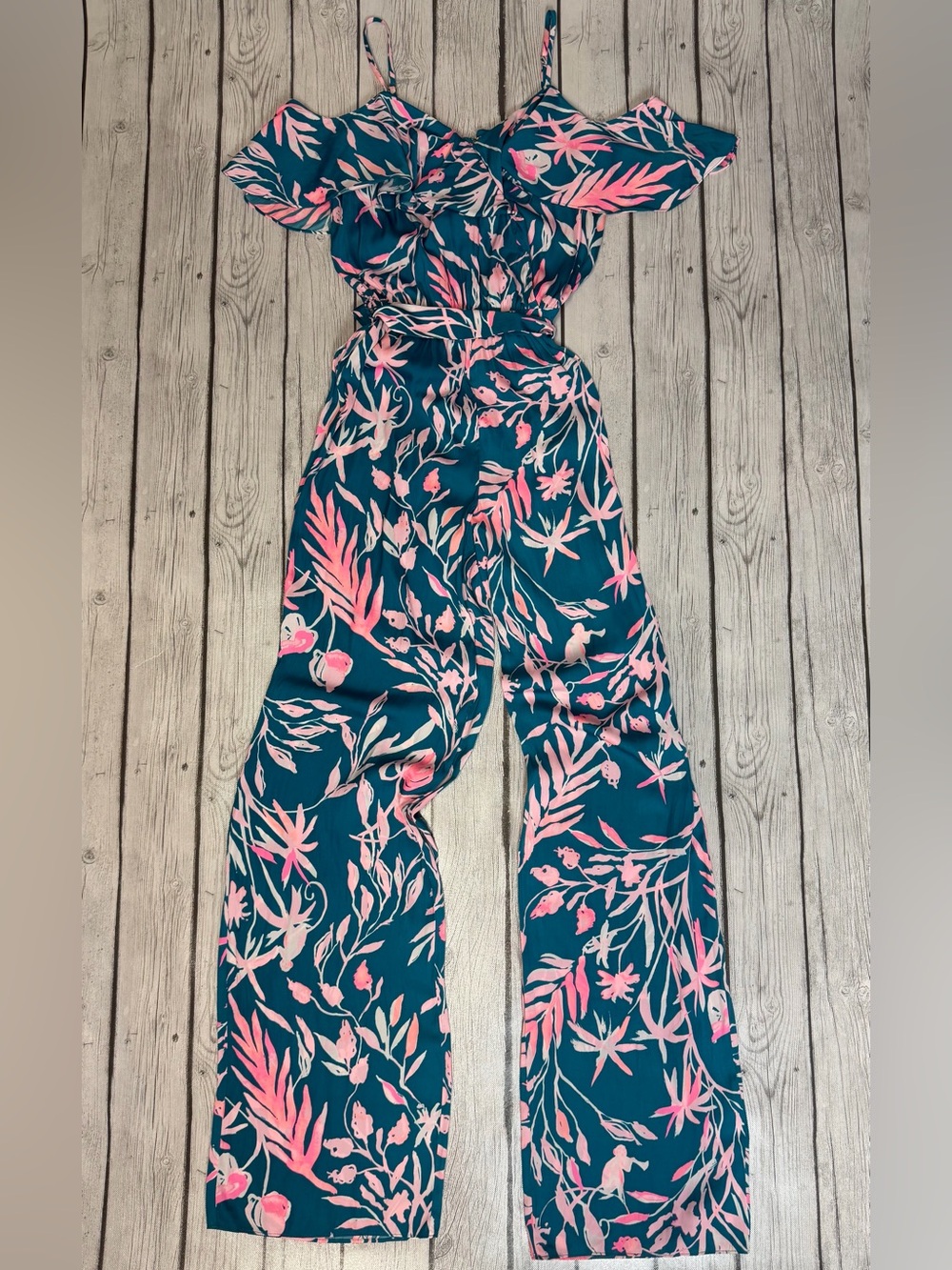 Lilly Pulitzer Women's XXS Emilea Jumpsuit It's Prime Time Cold Shoulder Romper